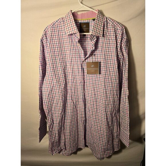 Tattersall London Mens Plaid Spring Colors Dress Shirt New NWt 17.5 32/33 17 1/2 - Picture 1 of 3